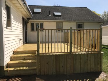 New construction deck steps view