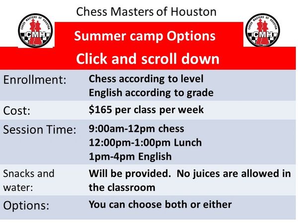 Summer camp In-person Chess and English camp