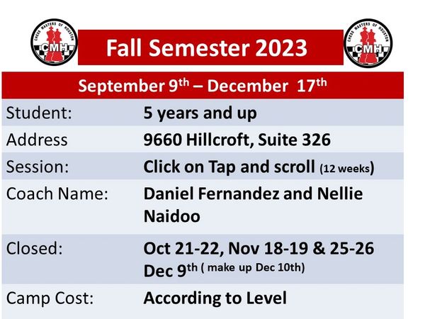 Fall Semester 2023 75 mins and 60 mins classes