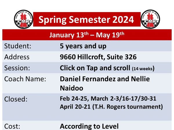 Spring Semester 2024 75 mins and 60 mins classes