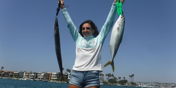 We catch yellowtail and barracuda on our deep sea fishing charters.