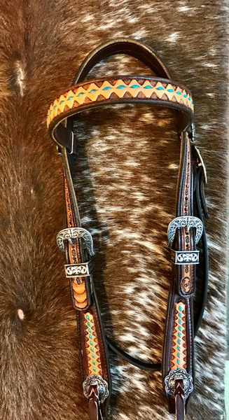 Buckstitch Browband Headstall 1 inch | Olen Clark Custom Saddles and Tack