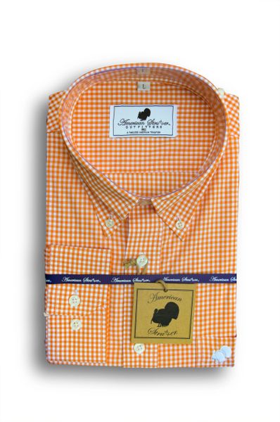 American Strutter Gingham Button Down Shirt (Apricot Orange)