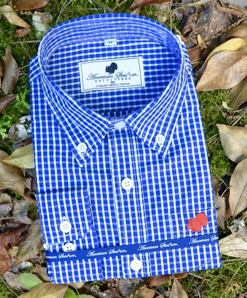 American Strutter 'Red, White, and Blue Gameday' Gingham Button Down Shirt