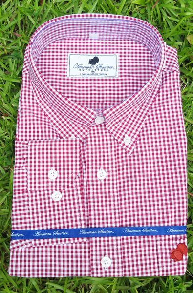 American Strutter® 'Maroon and White' Gameday Gingham Button Down Shirt