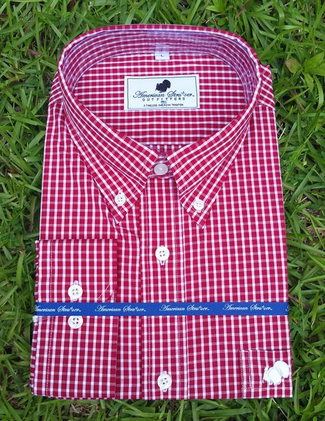 American Strutter® NEW 2016 'Crimson and White' Gameday Gingham Button Down Shirt