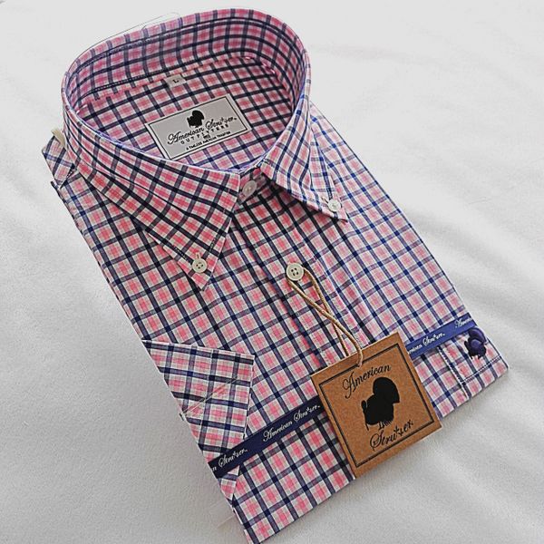 American Strutter 'Pink and Navy' Short Sleeve Button Down