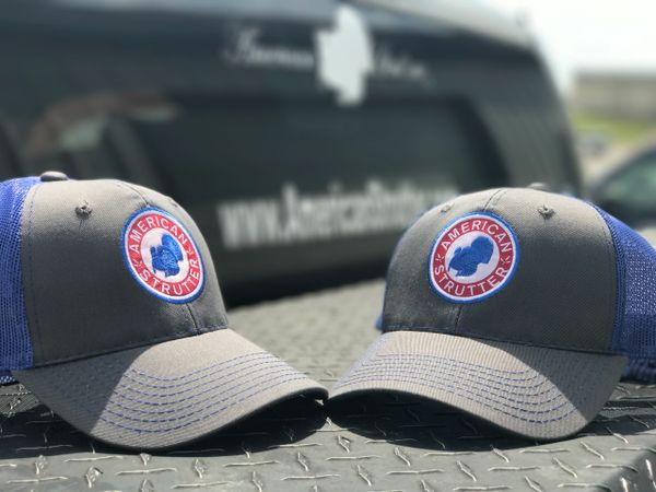 American Strutter Charcoal and Blue Snapback Patch Hat