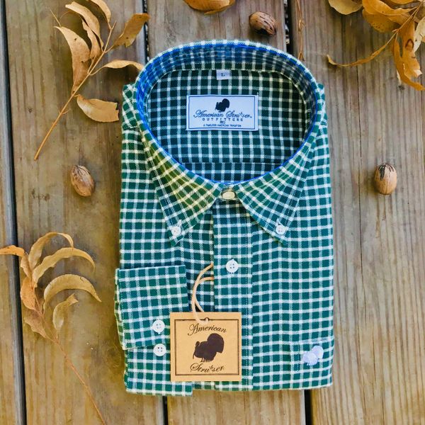 American Strutter® FLANNEL Gingham Button Down Shirt (Spruce Green)