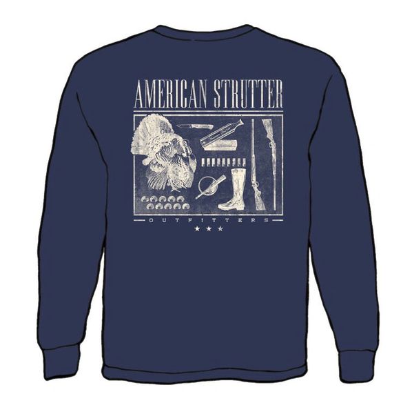 American Strutter ‘Turkey Essentials’ Long Sleeve T-Shirt (Midnight Blue)