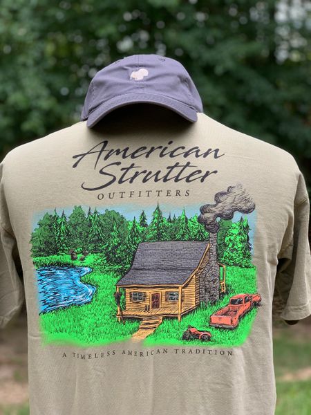 American Strutter 'Rustic Cabin' Short Sleeve T-Shirt (Khaki)