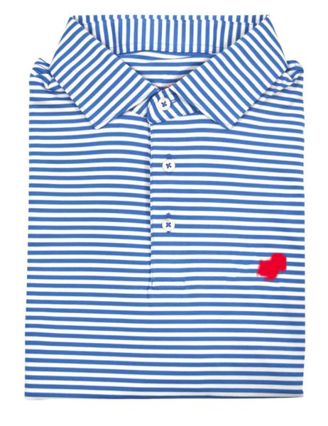 American Strutter® Performance Polo (Powder Blue/White Stripe ...