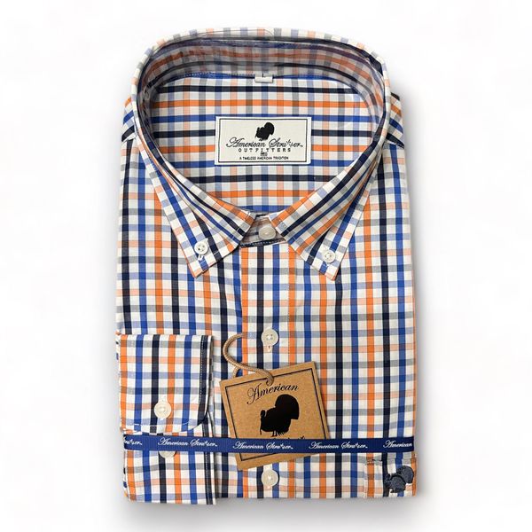 Orange and blue hot sale button down shirt