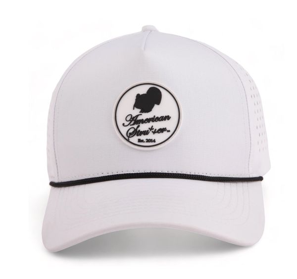 American Strutter® Rubber Patch Rope Hat (White w/ Black Rope)