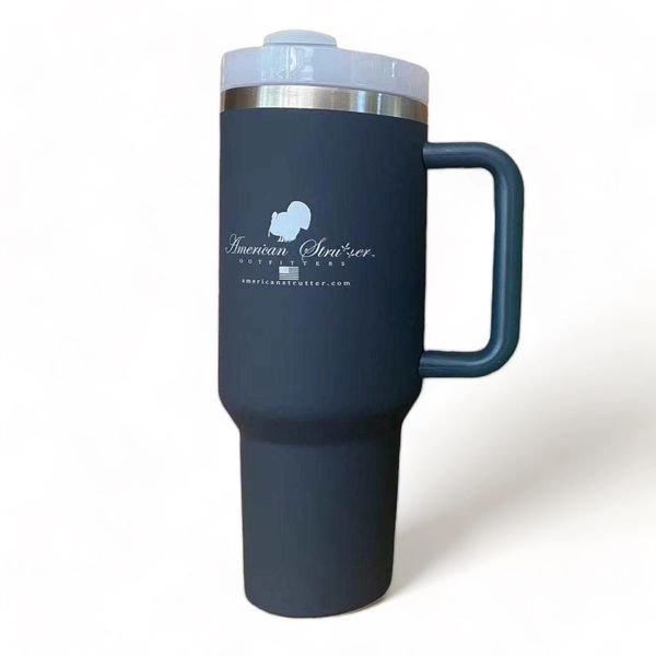 American Strutter® 40oz Stainless Insulated Tumbler with Straw (Navy and White)