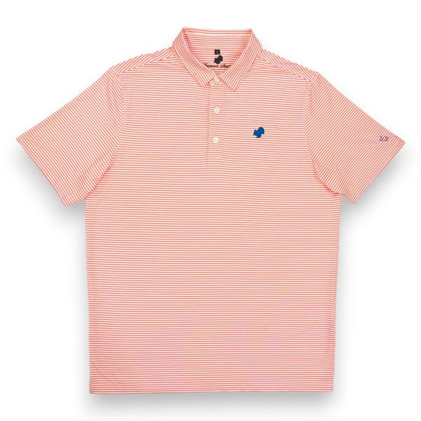 American Strutter® Performance Polo (Peach/White Stripe)