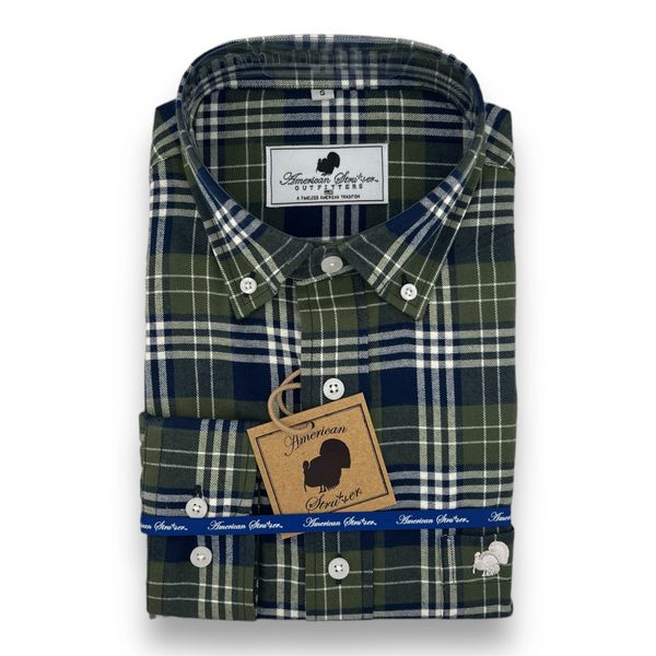 American Strutter® FLANNEL Gingham Button Down Shirt (Evergreen Navy)