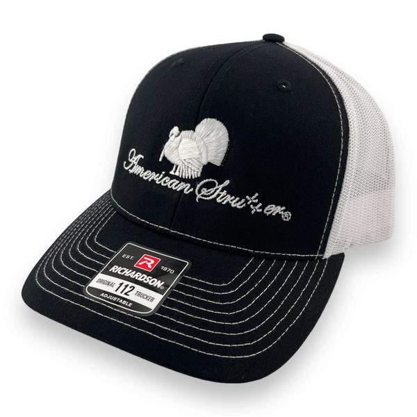 American Strutter® 'FlatLine' Black and White SnapBack Hat