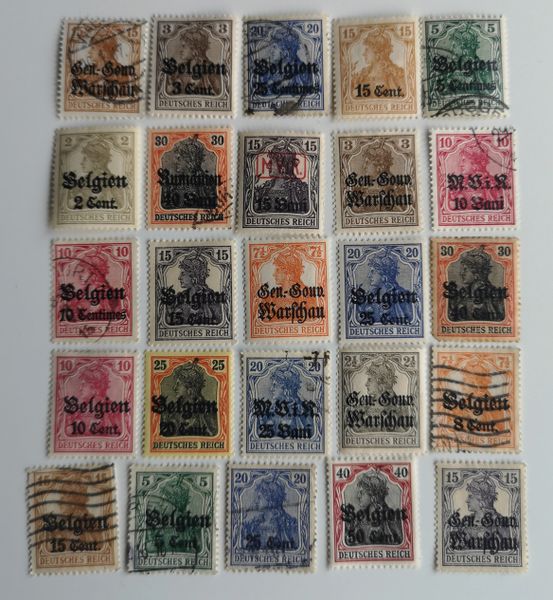 Occupied by Germany 1914 1918 Stamp Collection WWI 25 to 75