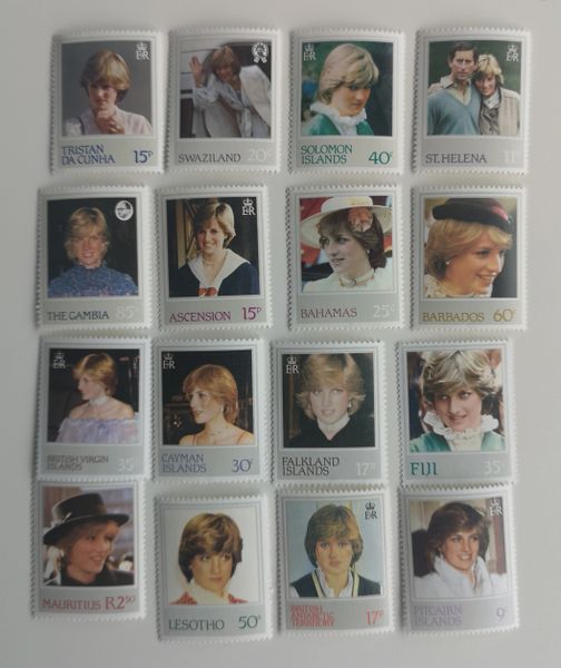 16 Different Princess Diana Stamps 21st Birthday