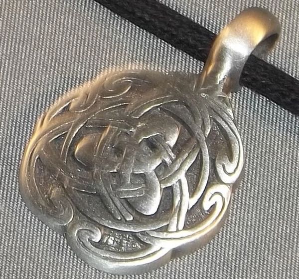 Celtic Knots with Triquatra Inside Pewter Pendant on Neck Cord