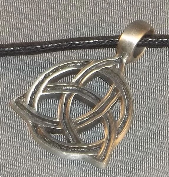 Charmed Triquetra with Stripe Pewter Pendant on Neck Cord