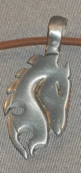 Tribal Horse Head Pewter Pendant on Neck Cord