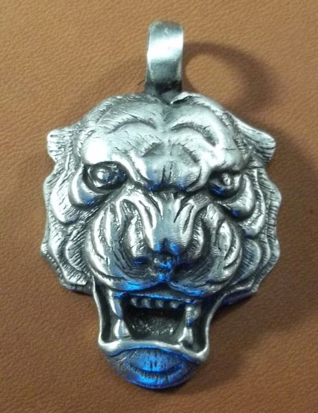 Tiger Head Pewter Pendant on Neck Cord