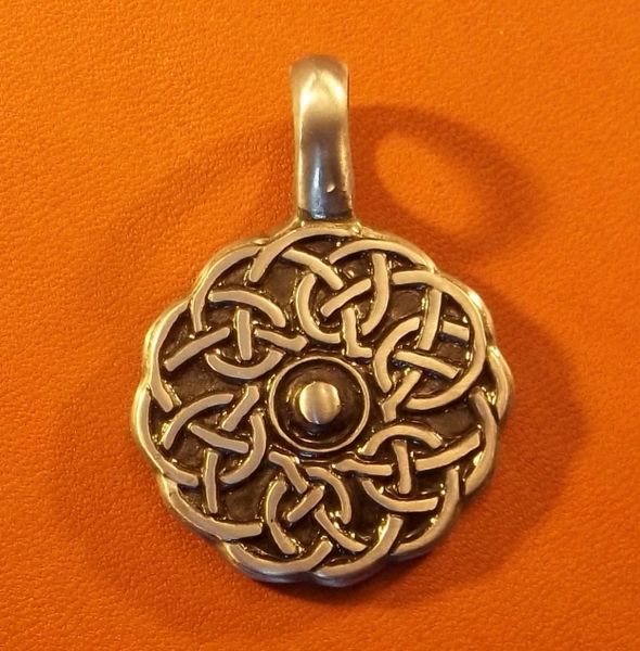 Celtic Round Shield Pewter Pendant on Neck Cord