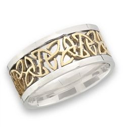 STAINLESS STEEL CELTIC RING WITH GOLD TRIQUETRA