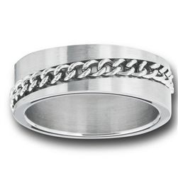 STAINLESS STEEL RING WITH CHAIN SPINNER