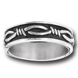 STAINLESS STEEL BARBED WIRE BAND RING