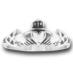 STAINLESS STEEL CELTIC CLADDAGH W/ TRIQUETRA RING