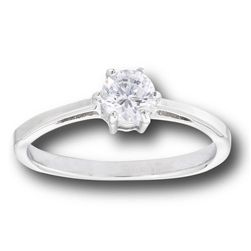 STAINLESS STEEL SOLITAIRE RING WITH CLEAR CZ