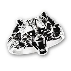 STAINLESS STEEL WOLF RING