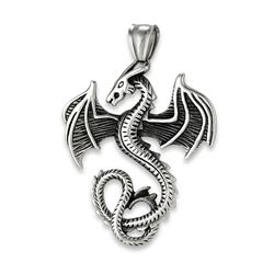 STAINLESS STEEL FLYING DRAGON PENDANT ON CHAIN