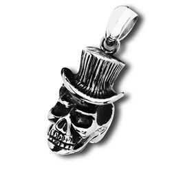 STAINLESS STEEL SKULL WITH A HAT PENDANT