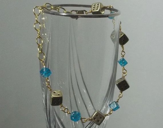 Gold-tone 6 Sided Dice Bracelet