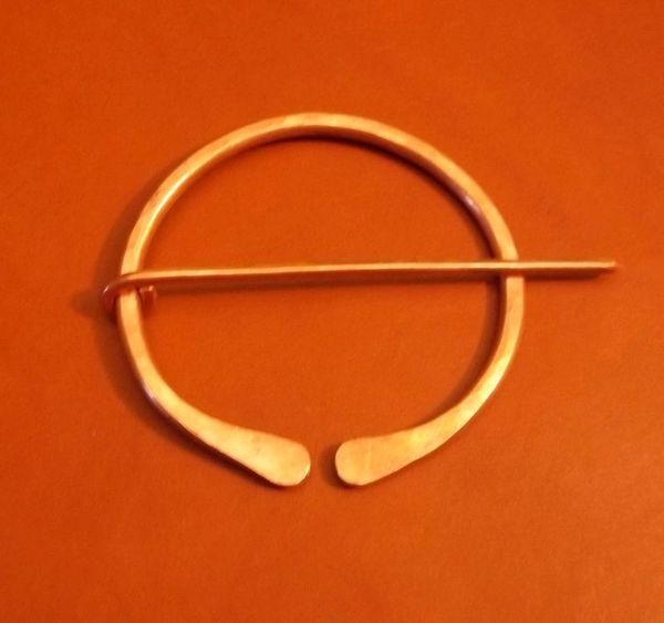 2.5" Hand Hammered Copper Penannular Brooch