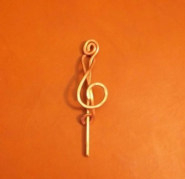Hand Hammered Treble Clef Pin