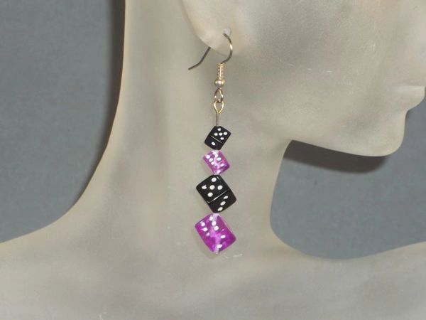 Acrylic Dice Earrings with Four D6