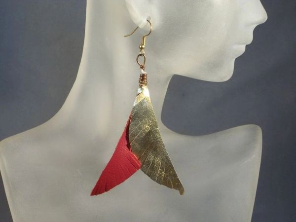 Leather Feather Earrings