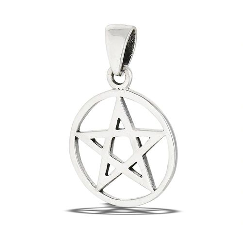 Sterling Silver Pentagram Pendant on Stainless Steel Chain