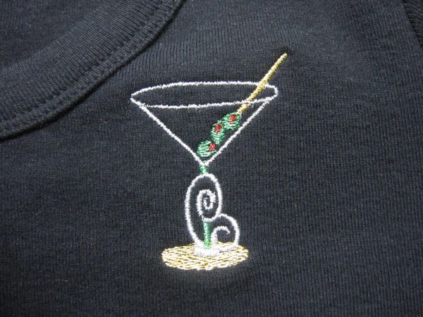 Martini glass embroidered t-shirt