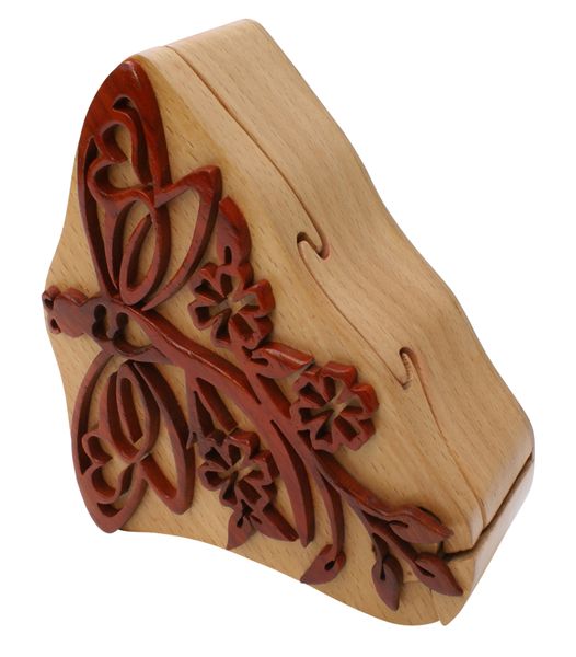 Red Dragonfly Puzzle Box with Compartment