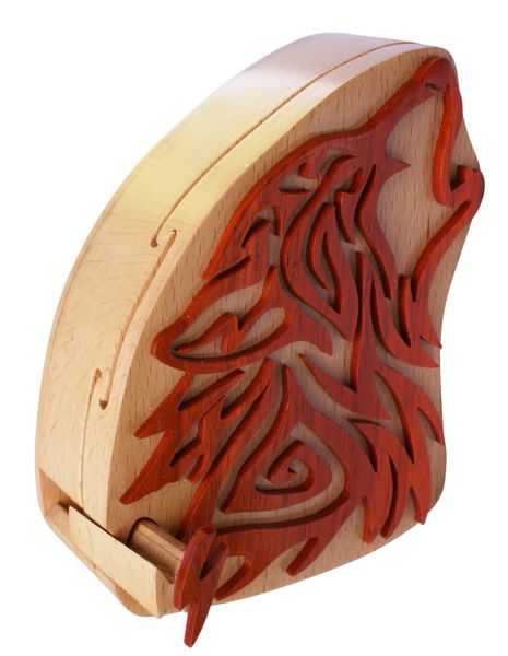 Handcrafted Wooden Tropical Fish Shape Secret Jewelry Puzzle Box