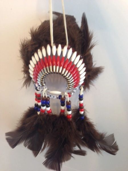 CHEROKEE Heritage USA Mini Head Dress with Back Feathers