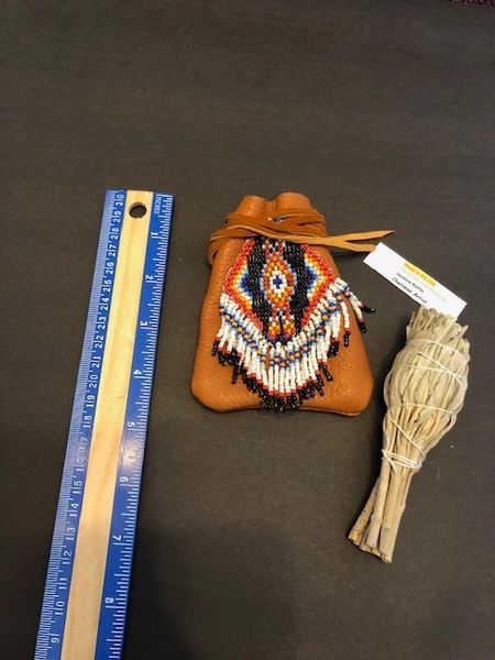 Medicine Bag with Beadwork Made in the USA of Cherokee Heritage & Inspiration