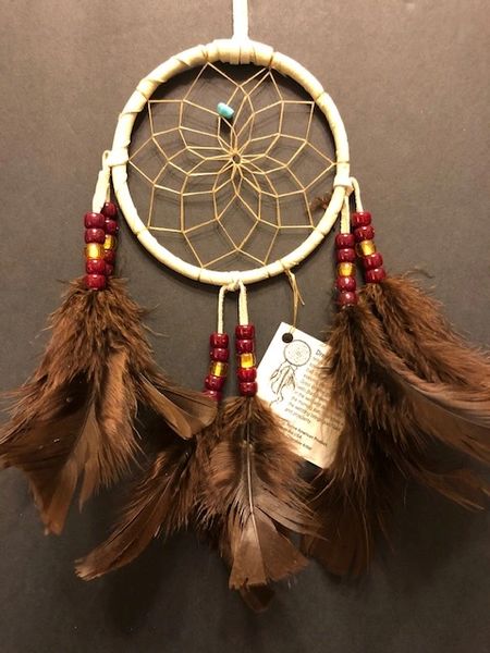 Burgundy Puff Authentic Cherokee Dream Catcher | Authentic Cherokee