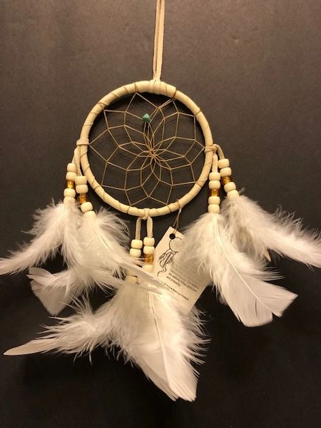 White PUFF Dream Catcher Made in the USA of Cherokee Heritage & Inspiration